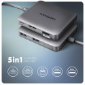 Wieloportowy HUB USB-C 3.2 Gen 1, HDMI, LAN, 2x USB-A, PD 100W Axagon HMC-5HL