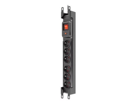 Armac M6 Rack 19" | Listwa zasilająca | przeciwprzepięciowa, 6 gniazd, przewód 3m, czarna