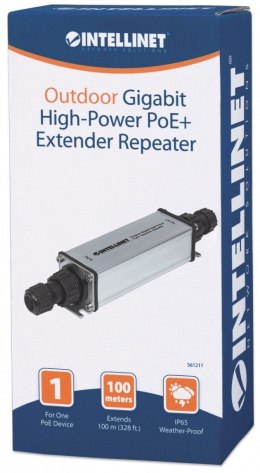 Intellinet Gigabitowy zewnętrzny extender repeater PoE/PoE+ 1-portowy