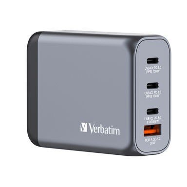 Verbatim Ładowarka GNC-100 32202 GaN 100W, 3xUSB-C,1x USB-A, QC 3.0, PD 3.0 UE / UK