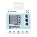 Verbatim Ładowarka GNC-65 32201 GaN 65W, 2xUSB-C 1xUSB-A, UE / UK