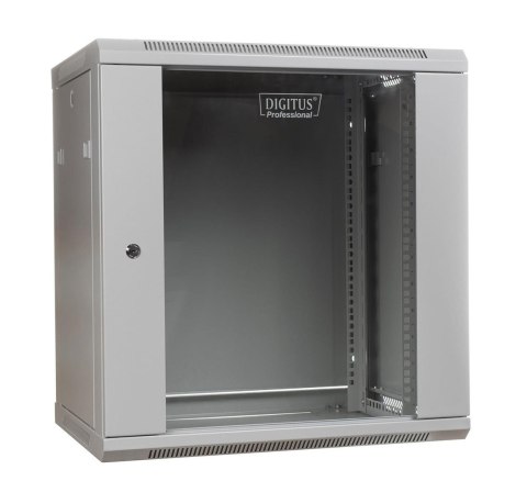 Szafa sieciowa wisząca 19" 12U rack 600x600, drzwi szyba, szary, niedzielona, niezłożona, 60kg