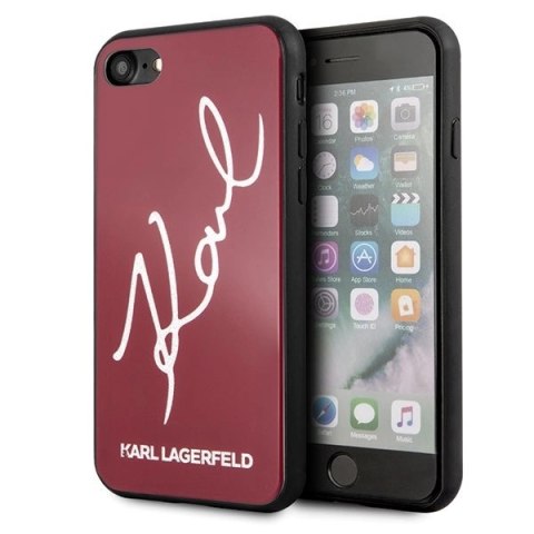 Etui Karl Lagerfeld Signature Glitter na iPhone 7 / 8 / SE 2020 / SE 2022 - czerwone