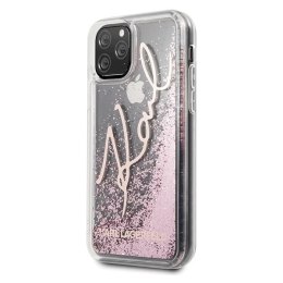 Etui Karl Lagerfeld Glitter Signature na iPhone 11 Pro Max - różowo-złote