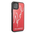 Etui Karl Lagerfeld Signature Glitter na iPhone 11 Pro Max - czerwone