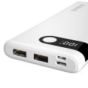 Dudao powerbank 10000 mAh 2x USB / USB Typ C / micro USB 2 A z ekranem LED biały (K9Pro-01)