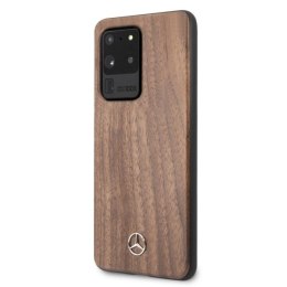 Etui Mercedes Wood Line Walnut na Samsung Galaxy S20 Ultra - brązowe