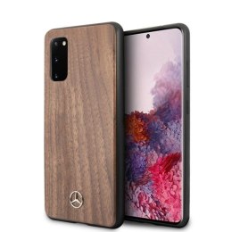 Etui Mercedes Wood Line Walnut na Samsung Galaxy S20 - brązowe