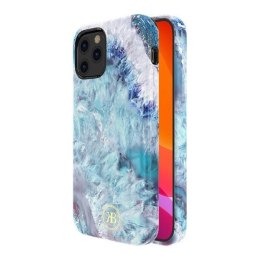 Kingxbar Agate Series eleganckie etui pokrowiec z nadrukiem agat iPhone 12 mini niebieski