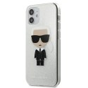 Etui Karl Lagerfeld Glitter Ikonik Karl na iPhone 12 mini - srebrne