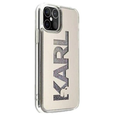 Etui Karl Lagerfeld Mirror Liquid Glitter Karl na iPhone 12 Pro Max - srebrne