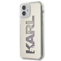 Etui Karl Lagerfeld Mirror Liquid Glitter Karl na iPhone 12 mini - srebrne