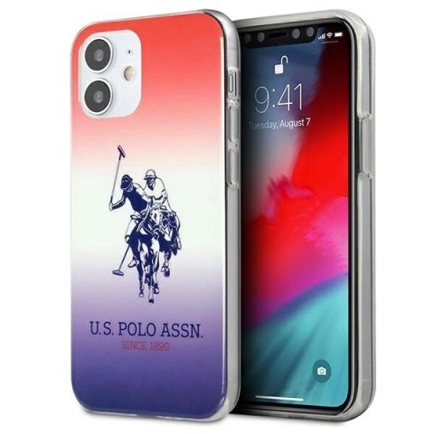 Etui U.S. Polo Assn. Gradient Pattern Collection na iPhone 12 mini - czerwono-niebieskie