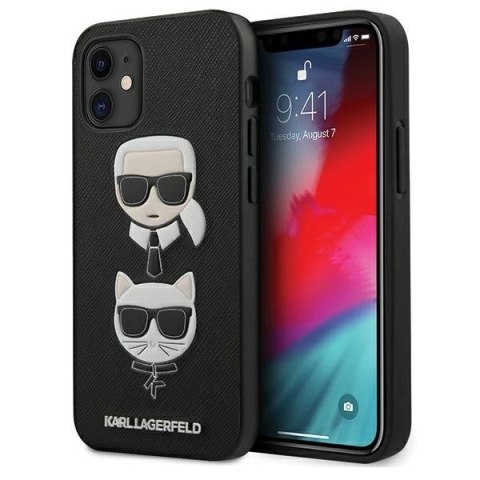 Karl Lagerfeld KLHCP12SSAKICKCBK iPhone 12 mini 5,4" czarny/black hardcase Saffiano Ikonik Karl&Choupette Head