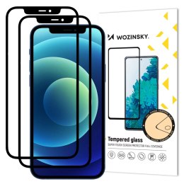 Wozinsky zestaw 2x super wytrzymałe szkło hartowane Full Glue na cały ekran z ramką Case Friendly iPhone 12 Pro / iPhone 12 czar