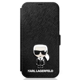 Etui Karl Lagerfeld Saffiano Ikonik Metal na iPhone 12 Pro Max - czarne