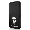 Etui Karl Lagerfeld Saffiano Ikonik Metal na iPhone 12 Pro Max - czarne