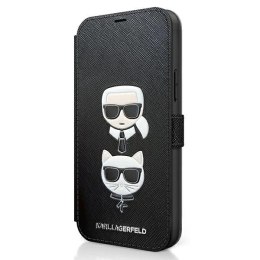 Etui Karl Lagerfeld Saffiano Karl&Choupette na iPhone 12 mini - czarne