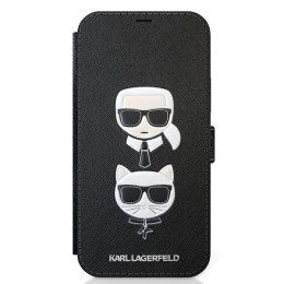 Etui Karl Lagerfeld Saffiano Karl&Choupette na iPhone 12 mini - czarne