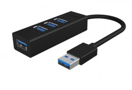 IcyBox Hub IB-HUB1419-U3 USB 3.0 na 4-Port Type-A, Aluminium, czarny, Kabel 15cm