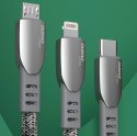 Dudao kabel pleciony USB - micro USB 5 A 1 m szary (L3PROM gray)