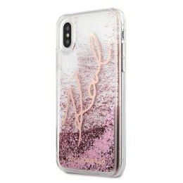 Etui Karl Lagerfeld Glitter Signature na iPhone X/Xs - różowo-złote