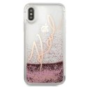 Etui Karl Lagerfeld Glitter Signature na iPhone X/Xs - różowo-złote