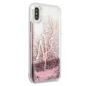 Etui Karl Lagerfeld Glitter Signature na iPhone X/Xs - różowo-złote