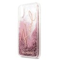 Etui Karl Lagerfeld Glitter Signature na iPhone X/Xs - różowo-złote