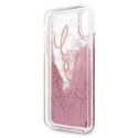 Etui Karl Lagerfeld Glitter Signature na iPhone X/Xs - różowo-złote