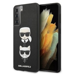 Etui Karl Lagerfeld Saffiano Ikonik Karl&Choupette Head na Samsung Galaxy S21+ - czarne