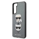 Etui Karl Lagerfeld Saffiano Ikonik Karl&Choupette Head na Samsung Galaxy S21+ - srebrne