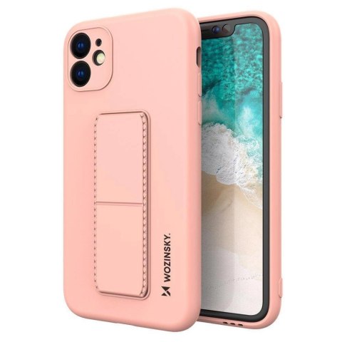 Wozinsky Kickstand Case silikonowe etui z podstawką iPhone 12 różowe