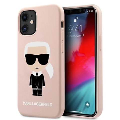 Etui Karl Lagerfeld Silicone Ikonik na iPhone 12 mini - jasnoróżowe