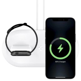 Ładowarka indukcyjna Spigen Magfit Duo do Apple MagSafe / Apple Watch - biała