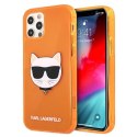 Etui Karl Lagerfeld Glitter Choupette Fluo na iPhone 12 Pro Max - pomarańczowe