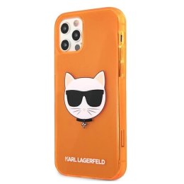 Etui Karl Lagerfeld Glitter Choupette Fluo na iPhone 12 Pro Max - pomarańczowe