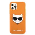 Etui Karl Lagerfeld Glitter Choupette Fluo na iPhone 12 Pro Max - pomarańczowe