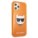 Etui Karl Lagerfeld Glitter Choupette Fluo na iPhone 12 Pro Max - pomarańczowe