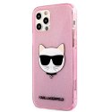 Etui Karl Lagerfeld Glitter Choupette na iPhone 12 Pro Max - różowe