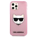 Etui Karl Lagerfeld Glitter Choupette na iPhone 12 Pro Max - różowe