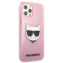 Etui Karl Lagerfeld Glitter Choupette na iPhone 12 Pro Max - różowe