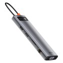 Baseus Metal Gleam 11w1 wielofunkcyjny HUB USB Typ C - 3x USB 3.2 Gen 1 5Gbps / USB Typ C PD 100W / 3,5 mm mini jack AUX / VGA F