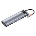 Baseus Metal Gleam 11w1 wielofunkcyjny HUB USB Typ C - 3x USB 3.2 Gen 1 5Gbps / USB Typ C PD 100W / 3,5 mm mini jack AUX / VGA F