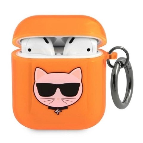 Etui Karl Lagerfeld Choupette na AirPods 1/2 - pomarańczowe