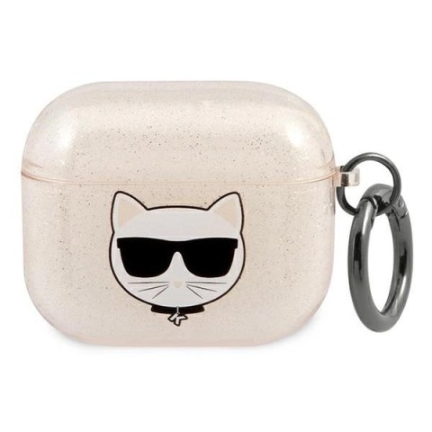 Etui Karl Lagerfeld Glitter Choupette na AirPods 3 - złote