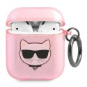 Karl Lagerfeld Glitter Choupette AirPods 1/2 cover - różowe