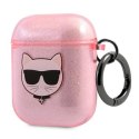 Karl Lagerfeld Glitter Choupette AirPods 1/2 cover - różowe