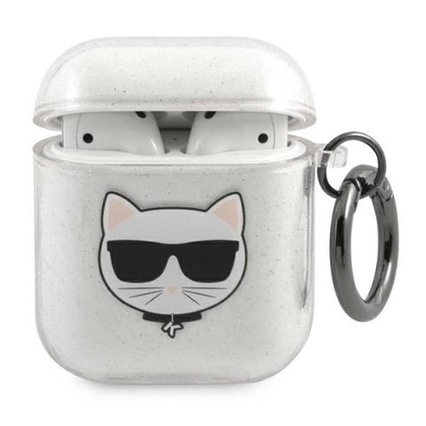 Karl Lagerfeld Glitter Choupette AirPods 1/2 cover - srebrne