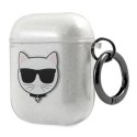 Karl Lagerfeld Glitter Choupette AirPods 1/2 cover - srebrne